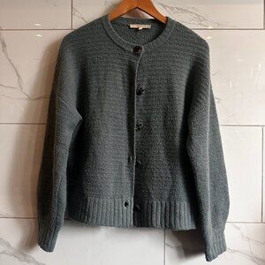 Monk & Lou Textured Knit Cardigan Grey Blue